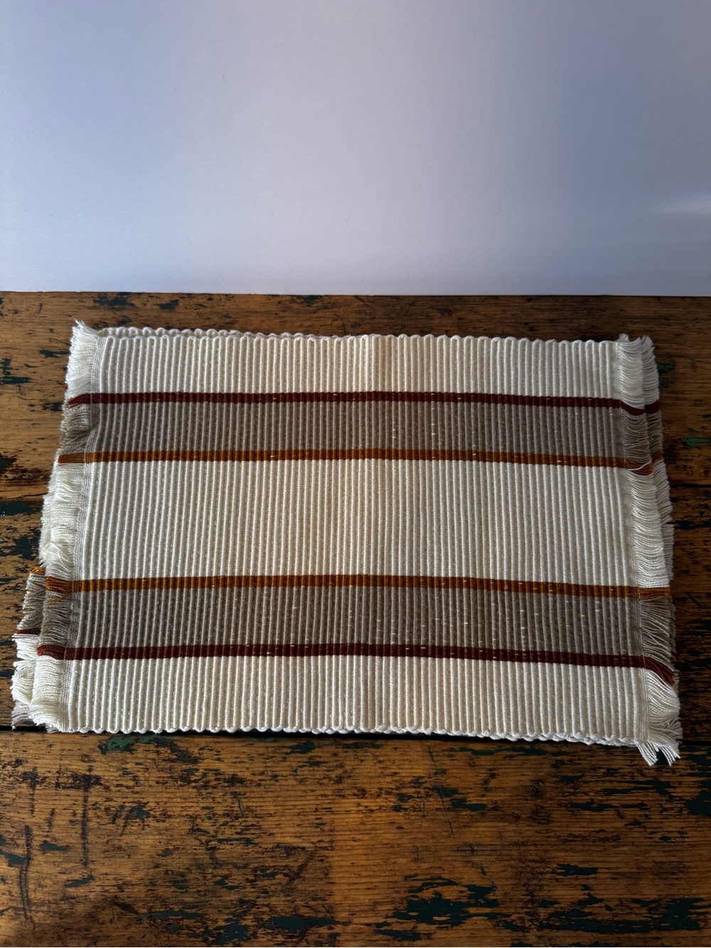 Woven Stripe Placemat in Cream, Tan and Rust